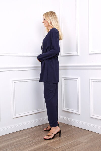 Ensemble tunique brodé bleu marine