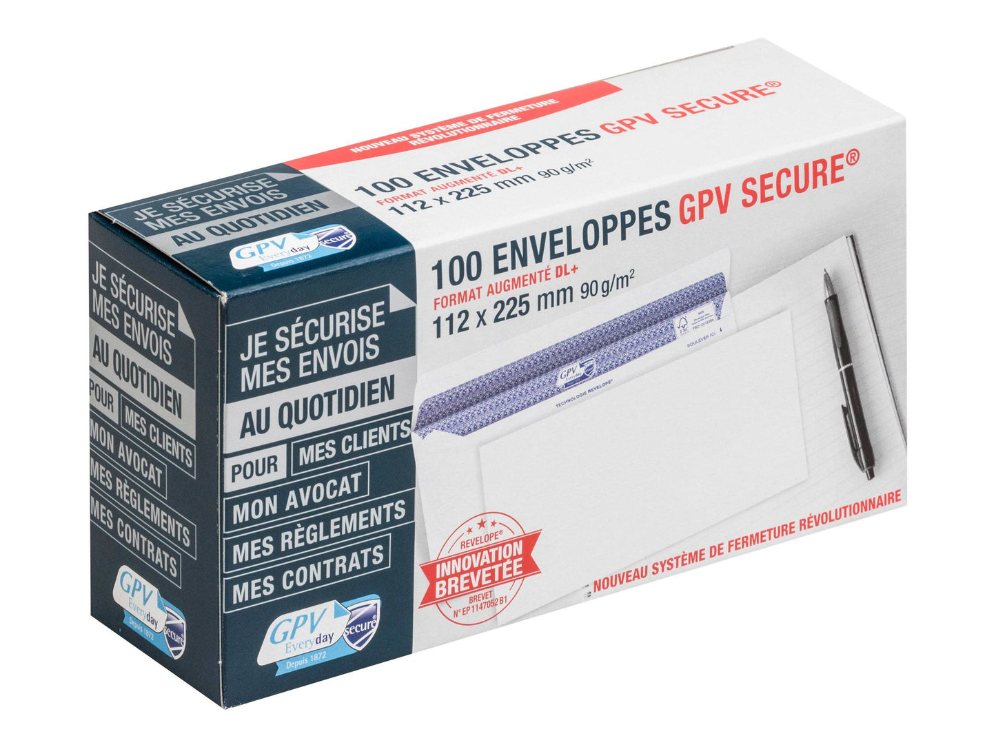 100 Enveloppes DL+ 112 x 225 mm - 90 gr - sans fenêtre - blanc - autocollante - tiboutik.re