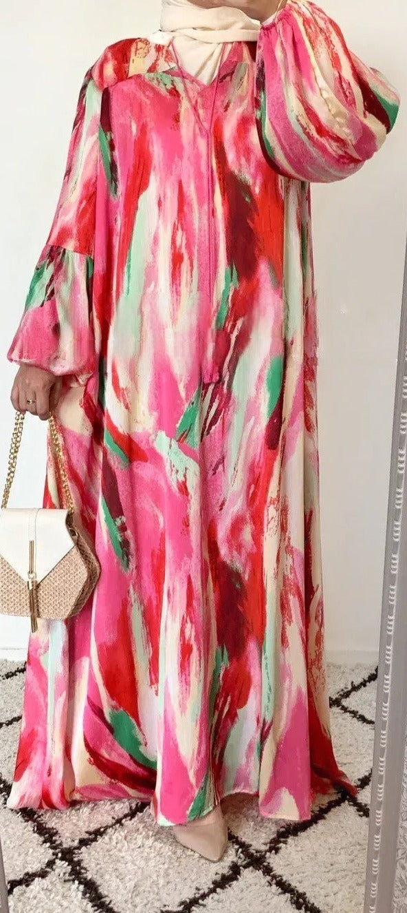 Robe imprimée rainbow ROSE
