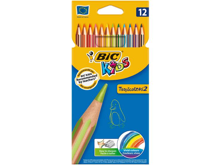 12 Crayons Tropicolor 17,5 Bic - tiboutik.re