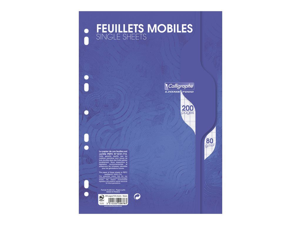 200 feuilles simples A4 - grands carreaux - perforées - tiboutik.re