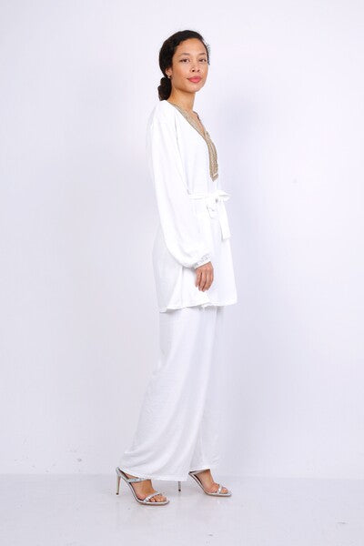 Ensemble tunique brodé blanc