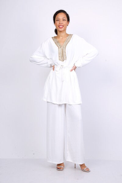 Ensemble tunique brodé blanc
