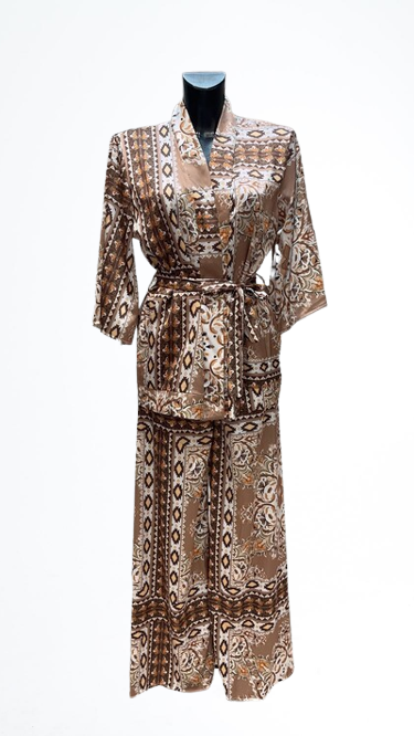 Ensemble pantalon et kimono TAUPE