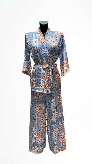Ensemble pantalon et kimono BLEU