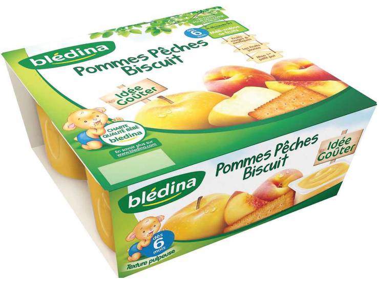 Blédi Fruit Biscuité Pomme Pêche BLEDINA Les 4 pots de 100g - tiboutik.re