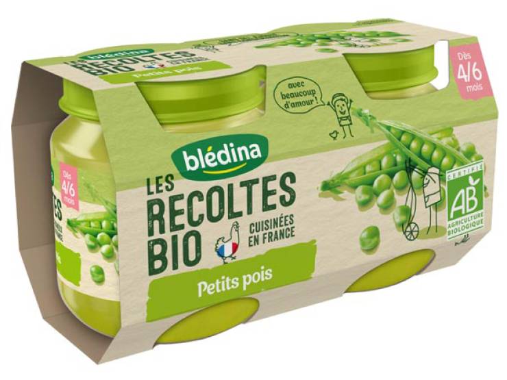Bledina Les Recoltes Bio Petits Pois 2x130g - tiboutik.re