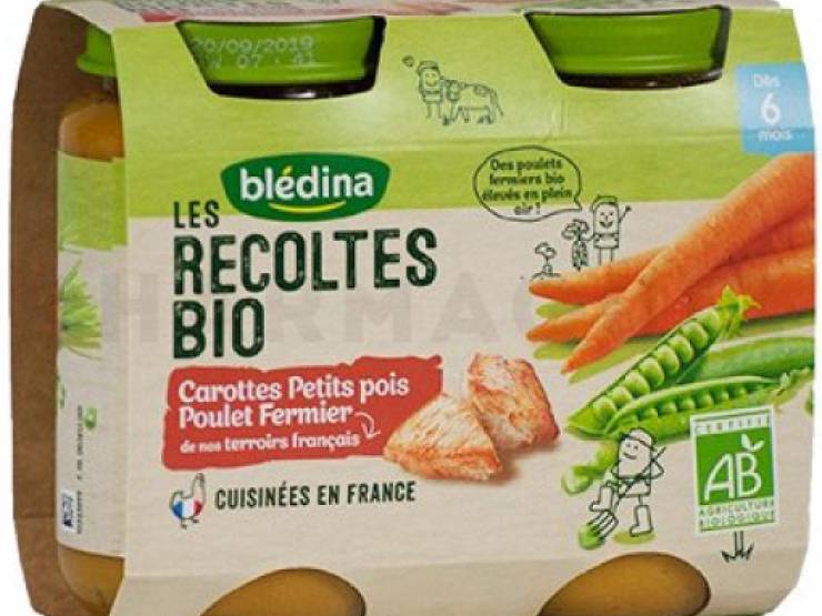 Bledina Recoltes Bio Carot Pts Pois Poulet 2x200g - tiboutik.re