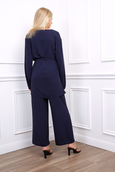 Ensemble tunique brodé bleu marine