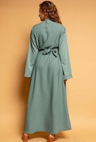 Robe brodée ceinturée VERT CLAIR