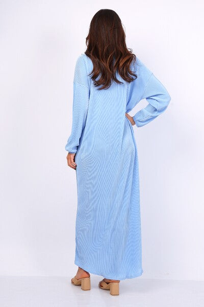 Robe nouée plissée bleu