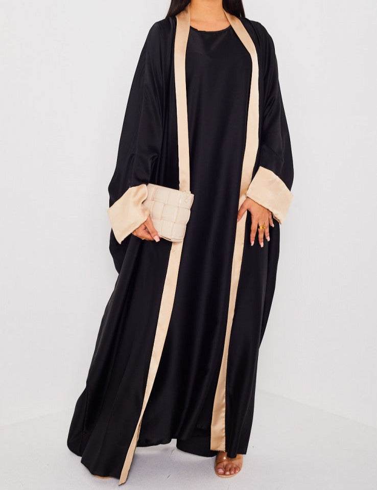 Ensemble 2 pièces kimono à bandes NOIR