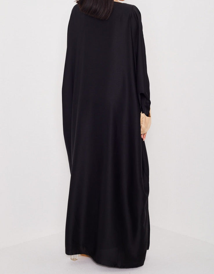 Ensemble 2 pièces kimono à bandes NOIR