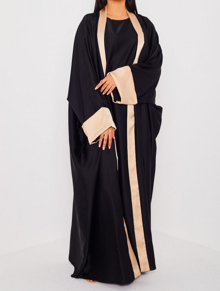Ensemble 2 pièces kimono à bandes NOIR