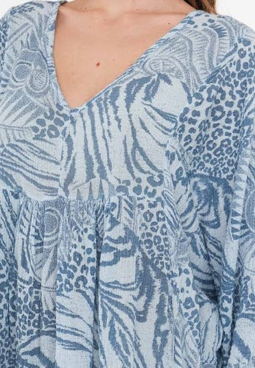 Robe longue en imprimée BLEU ROI