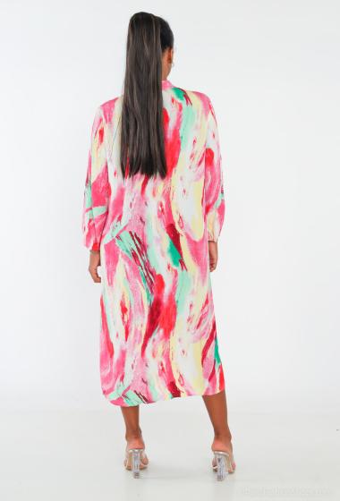 Robe boutonnée imprimée FUCHSIA