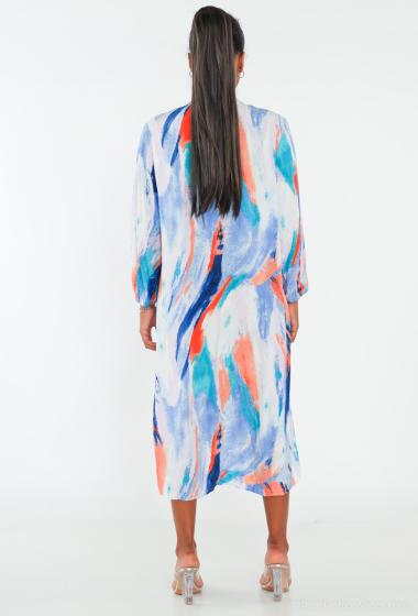 Robe boutonnée imprimée BLEU CIEL