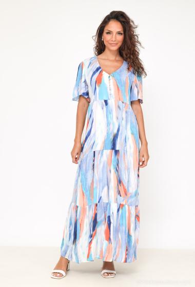 Robe chemise manche courte avec imprimé BLEU