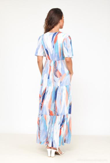 Robe chemise manche courte avec imprimé BLEU