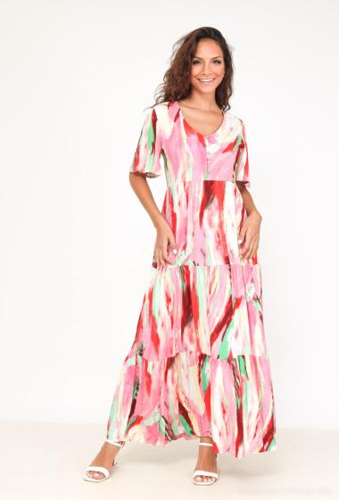 Robe chemise manche courte avec imprimé FUCHSIA
