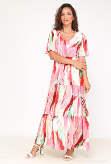 Robe chemise manche courte avec imprimé FUCHSIA