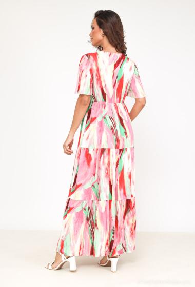 Robe chemise manche courte avec imprimé FUCHSIA