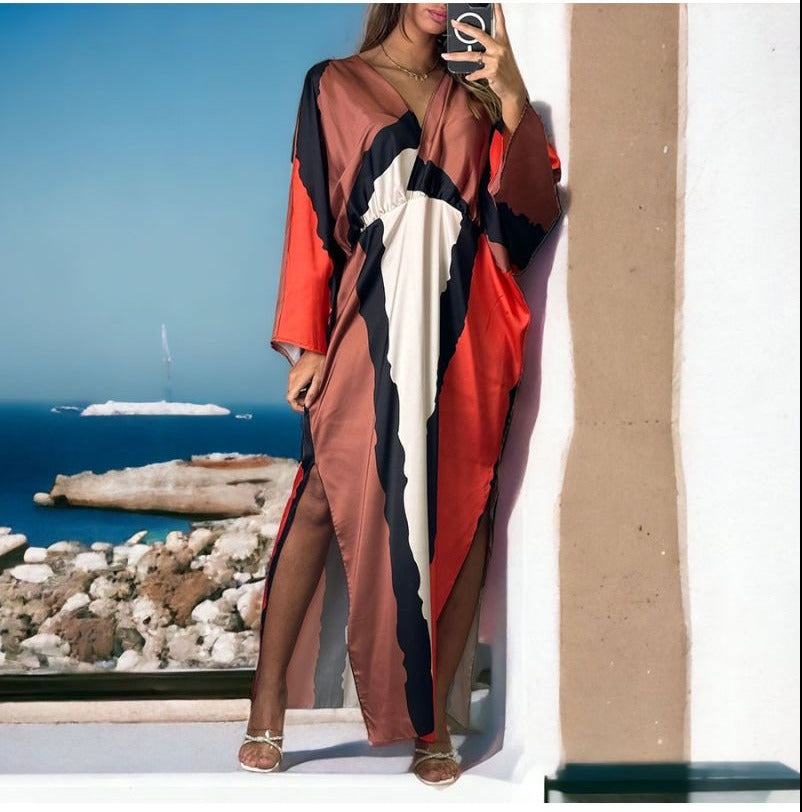 Longue robe satinée ROUGE