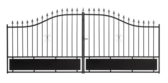Portail battant acier noir bas plein à peindre Sarce, l.400x H.176 cm
