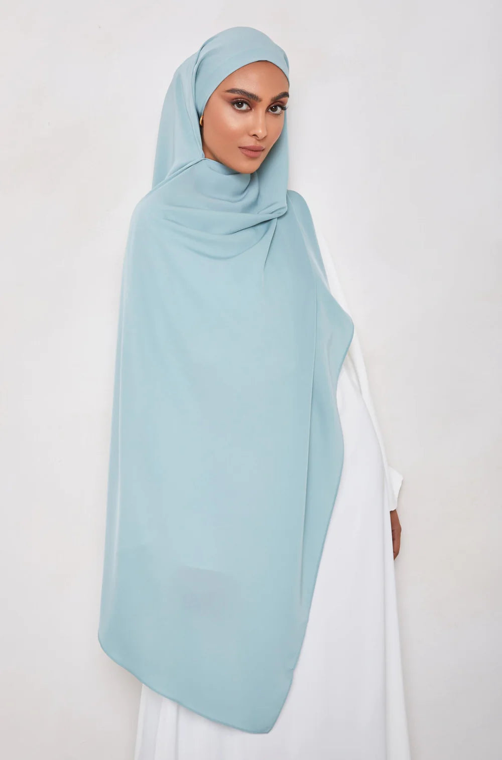 Hijab satin BLEU CIEL
