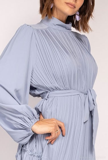 Robe long plissée BLEU CLAIR