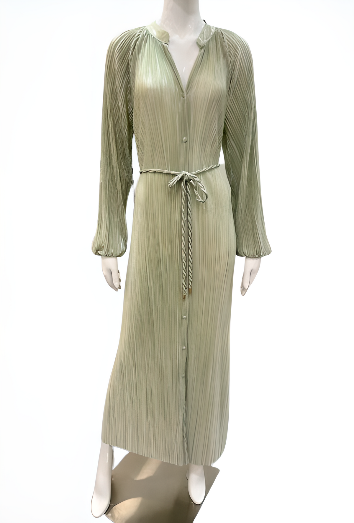 Robe plissée avec ceinture VERT CLAIR