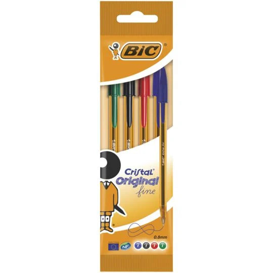 Stylo bille cristal fine assortis x4 BIC