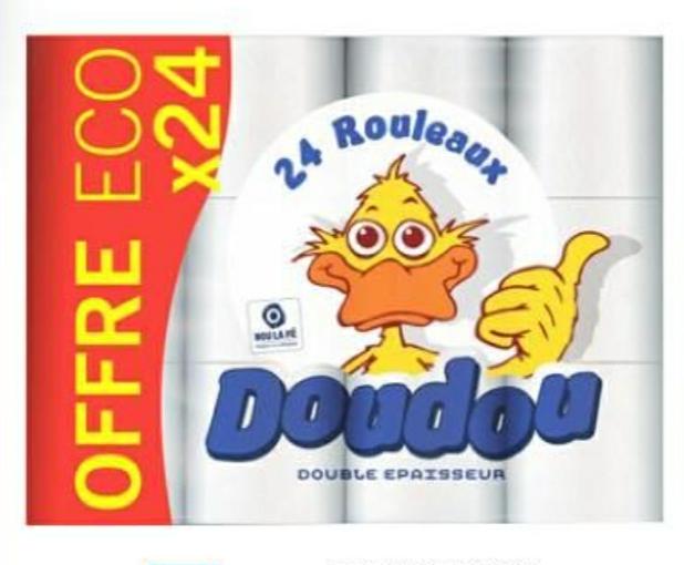 Papier toilette 24 rouleaux Double épaisseur Doudou