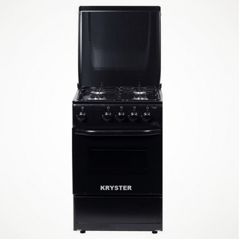 CUISINIÈRES À GAZ 4 FEUX + FOUR NOIR - KRYSTER