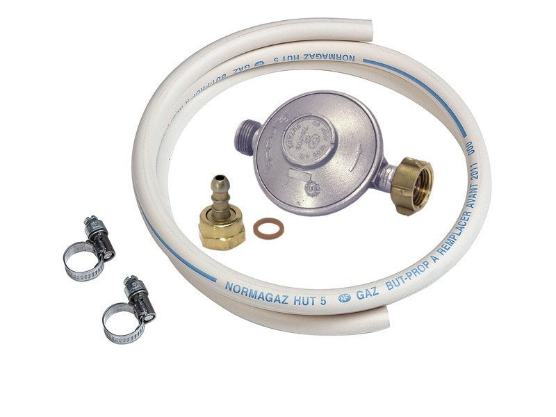TUBE 1,5M AVEC DÉTENDEUR BUTANE + TÉTINE BLANC GAZINOX