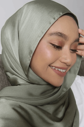 Hijab Satin Rayé Vert
