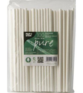 100 PAILLES PAPIER BLANC 20 CM - tiboutik.re