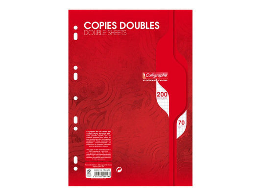 200 copies doubles A4 - petits carreaux - perforées - tiboutik.re