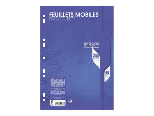 200 feuilles simples A4 - petits carreaux - perforées - tiboutik.re