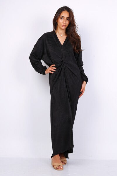 Robe nouée plissée noir