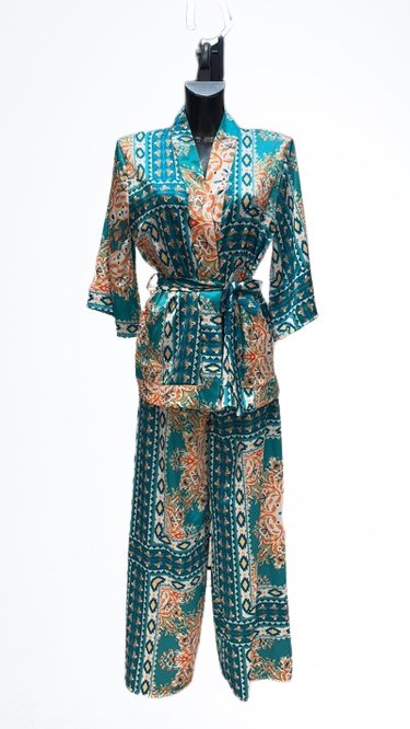 Ensemble pantalon et kimono VERT CANARD