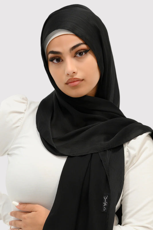 Hijab Satin Rayé Noir