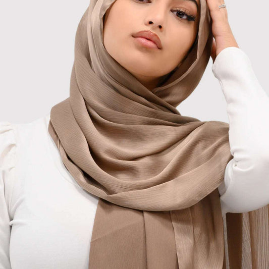 Hijab Satin Rayé Beige