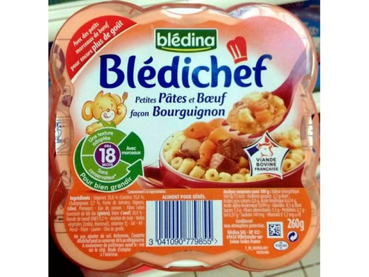 Blédichef Petites Pâtes Et Boeuf Façon Bourguignon 250g - tiboutik.re