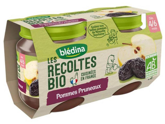 Bledina Les Recoltes Bio Pommes Pruneaux 2x130g - tiboutik.re