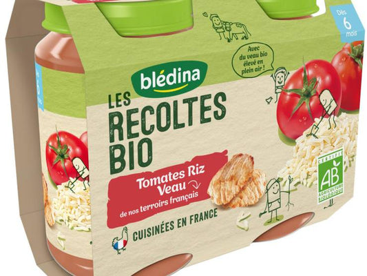 Bledina Recoltes Bio Tomates Riz Veau 2x200g - tiboutik.re