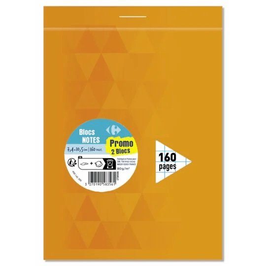 Bloc - notes agrafé A7 160pages - tiboutik.re