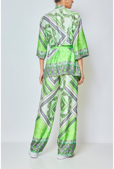 Ensemble kimono pantalon imprimé VERT