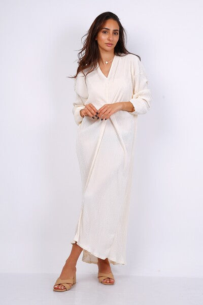 Robe nouée plissée beige