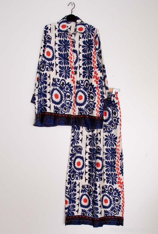 Ensemble avec imprimé fleuri BLEU ROI